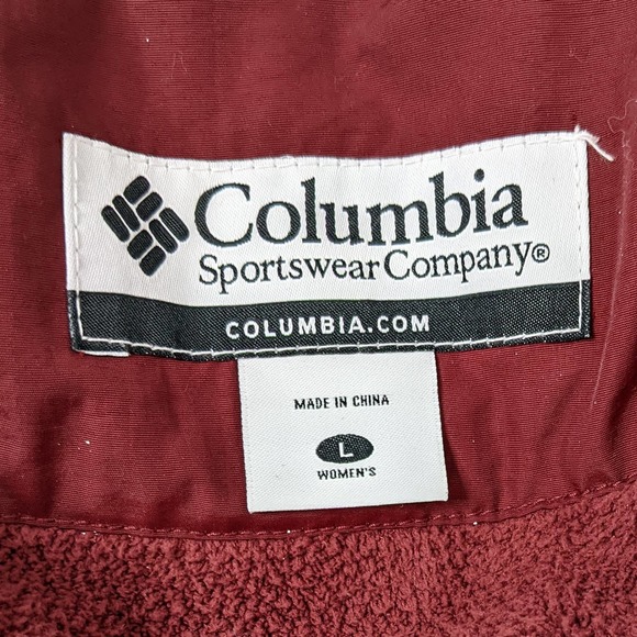 Columbia Dark Coral and White Fleece Lined Winter Coat Size L - Picture 9 of 9